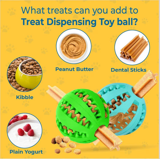 Treat Ball Toy for Small Pets - Rubber Dog Ball Toy with