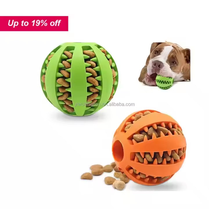 Treat Ball Toy for Small Pets - Rubber Dog Ball Toy with