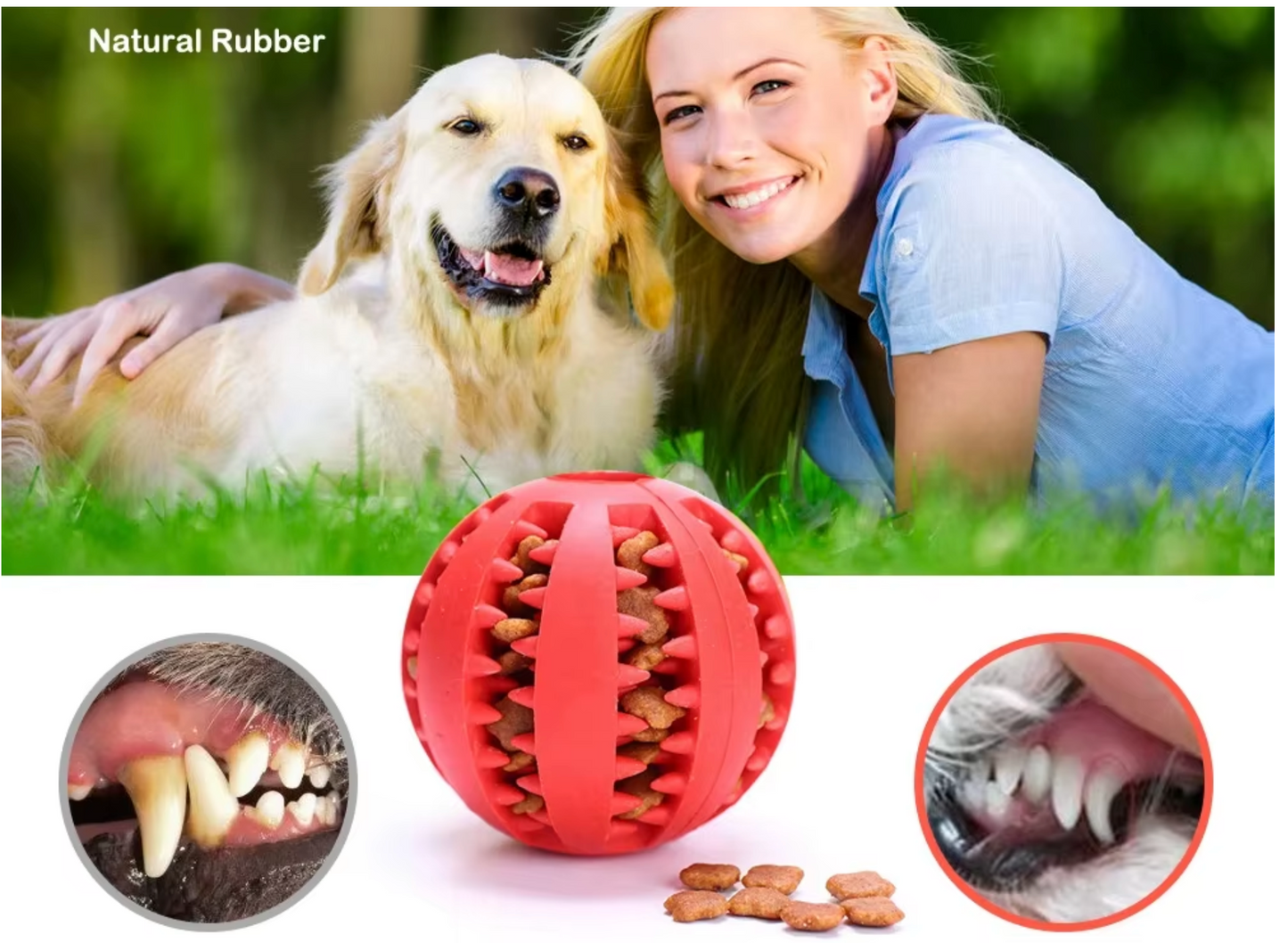 Treat Ball Toy for Small Pets - Rubber Dog Ball Toy with